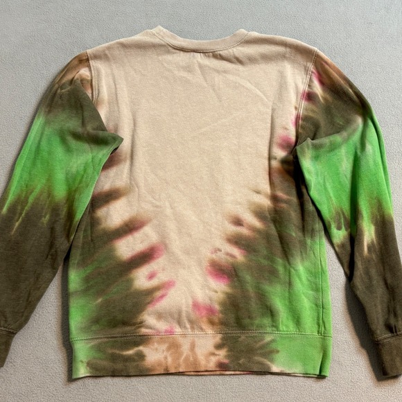 Grateful Dead Forever Tie Dye Sweatshirt XS Dancing Bear Roses Tan Green Brown - Picture 5 of 8